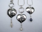 Domed Heart Pendants with Silver Wire Detail
